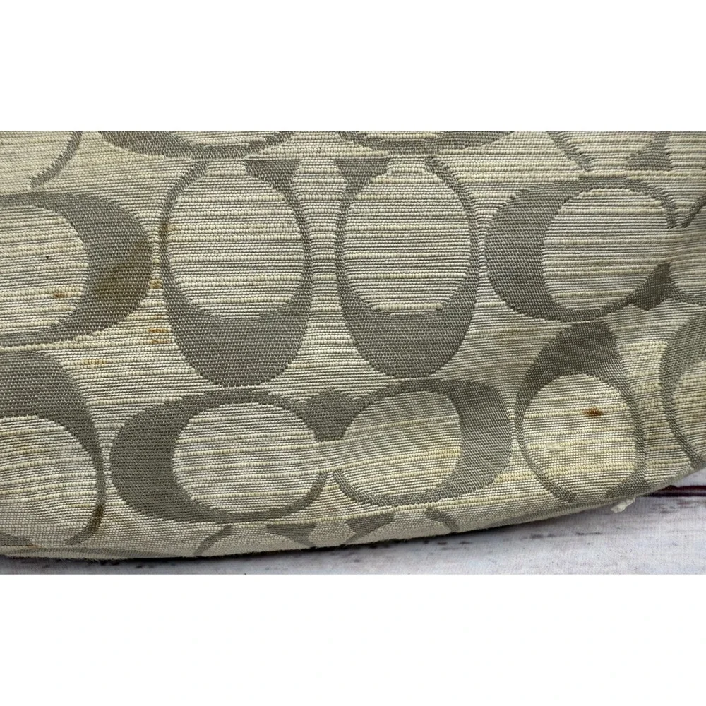 Coach Signature Jacquard Wristlet Grey Cream Small Clutch Bag Pink Lining